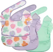 Tiny Twinkle - Mess-Proof Easy Bib 3 Pack - Floral Pop, Lavender & Mint Set