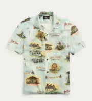 RRL Ralph Lauren Coney Island Hawaiian Carnival Print Camp Shirt Men's Large L