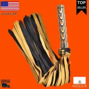 Leather Ultra-Soft Flogger Carved Handle, Whip Paddle Slap with 25 Tails