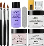 Acrylic Nail Kit Acrylic Powder Acrylic Liquid Set Nail Art Crystal Powder Liquid Monomer with Nail Pens Nail Forms for Acrylic Nails Extension Carving