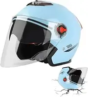 Open Face Helmets - Womens Motorcycle Helmets - Motorcycle Helmets, Adult Motorbike Helmets, Double Visor 3/4 Open Face Helmets, Sun Shield Against Wind in Winter