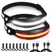 Headlamp USB Type C Rechargeable COB Bright Hard Hat Light, LED with Red Ligh...
