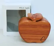 Handmade Wooden Apple Puzzle Trinket Box with Secret Compartment