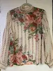 *NWT*Chicwish Fancy In Gardens Floral Chiffon Long Balloon Sleeve Blouse Sz.L/XL