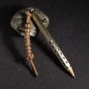 Antique Brass Hexagonal Bolt action Ballpoint Pen with Lanyard Sauce Bead