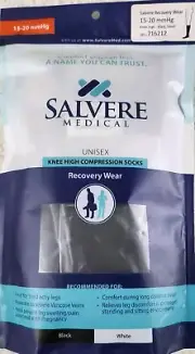 Salvere Compression Sock Unisex Small Black Recovery Wear Knee High 15-20