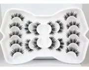Pooplunch Eyelashes Natural Wispy Faux Mink Lashes Wispies 9 Pairs Set Black