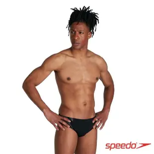 【SPEEDO】男 運動三角泳褲 Tech Panel(黑/橘)