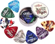 Geli 12 Pieces Guitar Picks,Guitar Plectrums Celluloid Pick for Acoustic, Electric, Bass Guitar including 0.46mm 0.71mm 1mm 1.2mm