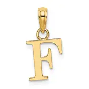 14K Yellow Gold Polished Block Letter F Initial Pendant