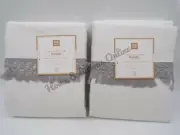 Pottery Barn Teen Crochet Trim Fringe Border Drape Panel 84 Light Gray S/2 9646B