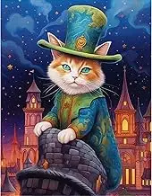 Paint by Numbers Adults Beginners Kits,Hat Cat Animal Digital Paints by Number Kits, DIY Oil Painting Paint by Number Kit on Canvas Paintbrushes and Acrylic Pigment Arts Craft for Home Wall Decor 16X20 Inch