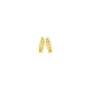 9ct Gold 2x8mm Curb Link Pattern Huggie Earrings