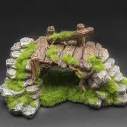Aquarium Resin Bridge Green Moss Fluff Bridge Turtle Tank Resin Art Fish Tank