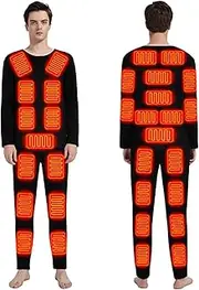 [IMYOGI] Cozy Electric Heating Underwears for Men, USB Battery Powered Heated Base Layer Outdoor Sport Thermal Underwears