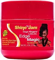 Ampro Shine-n-Jam Magic Fingers Edge Control - Provides Firm Hold with Non-Greasy Shine - Strengthens Hair with Silk Proteins and Softens with Abyssinian Oil - Excellent for Taming Fringe - 4 oz