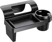 Roczential Car Door Cup Holder Door Side Hanging Window Cup Holder Tray with Phone Holder & Charging Cable Port Non-Slip Slient Universal Cup Holder for Car Door, Window Cup Holder (Black)