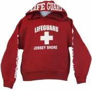 Lifeguard Kids Jersey Shore NJ Life Guard Sweatshirt Red Hoodie XS - L