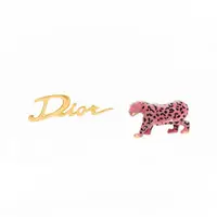 在飛比找momo購物網優惠-【Dior 迪奧】D-Charms Pop 不對稱粉色花豹+