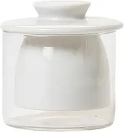 French Butter Crock, Round Ceramic Butter Dish with Lid - Sealed Storage Container for Butter, Bacon Grease, Cheese - Ceramic Kitchen Butter Crock ( Color :White