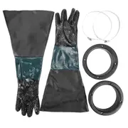 Sandblasting Gloves SandBlaster parts 60cm with O rings for Sandblast Cabinet greenblack