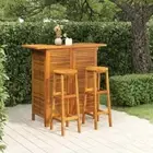 3 PCS Garden Bar Set Wooden Outdoor Table Stools With Oil Finish Patio Furniture