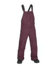 Volcom Barkley Insulated Bib Overall Kid's Snow Pants, Burgundy, X-Large