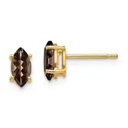 14k Yellow Gold 7x3.5 Marquise Smok Yellow Gold Quartz Earring