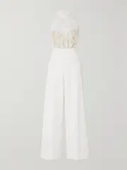 [RIME ARODAKY] RIME ARODAKY - Carolyn Embellished Lace, Chiffon And Crepe Jumpsuit - White - FR 38 FR 38 White