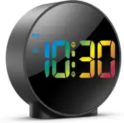 Digital Alarm Clock for Teens Kids, Bedside Clock with Colorful Curved LED