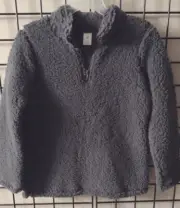Boys Quarter Zip Sherpa Sweater Jacket Size 14 Gray