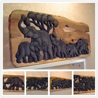 在飛比找松果購物優惠-東南亞風木雕大象掛板點綴家中溫馨氛圍 (8.3折)