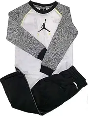 [Jordan] Little Boys' 2-Piece Activewear Set Graphic T-Shirt & Therma FitTrack Pants (White, 6)