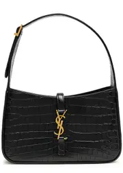 Saint Laurent Le 5 à 7 Crocodile Effect Shoulder Bag, Leather Bag - Black One Size