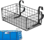 Backyard Pool Organizer - Poolside Storage Basket, Aboves Ground Container | Outdoor Swimming Gear Bin, Water Resistant Accessory Crate, Multi Purpose Poolside Basket for Frame Pool, Deck, Patio, Yard