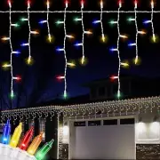 6.2FT 100 Multicolor Icicle Lights White Wire, Indoor/Outdoor Christmas Lights,