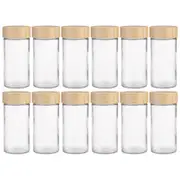 12x Appetito 85ml Glass Spice Jar Round Condiment Storage Container w/Bamboo Lid