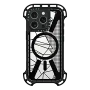 iPhone 16 Pro Ultra Bounce Case MagSafe Compatible Ab Outline Grid on Side Black Transparent