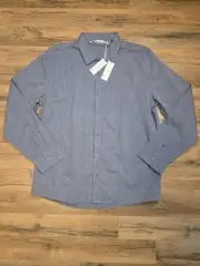 NWT Travis Mathew Shirt Mens XLarge Blue Button Down Long Sleeve