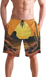 [XYMZR] Sunset Landscape Desert Men's Swim Trunks Quick-Dry Bathing Suit Swimming Board Shorts S