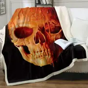Gothic Dark Art Wax Skull Throw Blanket