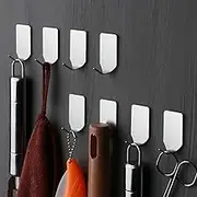 TOVINANNA Heavy Duty Adhesive Hooks, Stick on Wall Adhesive Hangers, Strong Stainless Steel Holder, Self Adhesive Hooks for Kitchen Bathroom Home Door