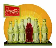 COCA COLA SUN RISING COKE BOTTLES 22" HEAVY DUTY USA MADE METAL ADVERTISING SIGN