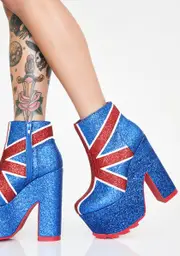 [Y.R.U.] Nightmare Union Jack Platform Boots