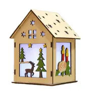 Christmas Luminous Wooden House Christmas Tree Decorations Hanging Ornaments DIY Gift Window Decoration, Style:Large Elk