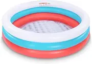152cm Inflatable Pool with Soft Floor, 3-Ring Baby Pool, Kids Swimming for Indoor or Outdoor, Big Ball Pit (Red White Blue)