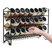 VIVVA Kitchen Spice Jars Rack Shelves Can Storage Cabinet Organizer Holder Stand Shelf Black/Silver