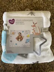 Parent's Choice Plush Milestone Outer Space Blanket With Star Marker 1-12 months