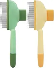 Pet Hair Removal Comb Flea Comb, Long and Short Metal Teeth Dog Flea Brush, Portable Cat Grooming Brush with Release Button, Cat Detangling Accessories Pet Hair Remover, for Cats & Dogs
