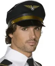 Airplane Captain Black and Gold Pilot Costume Hat